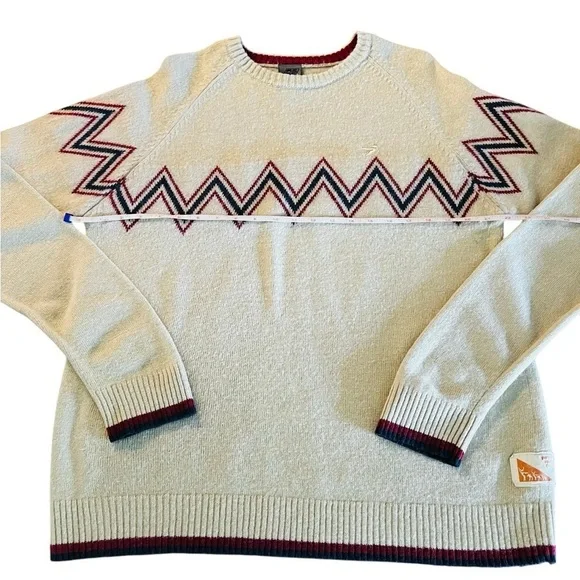 55 DSL Stylish Vintage Cream Sweater with Zigzag Pattern Size XL - Picture 5 of 14